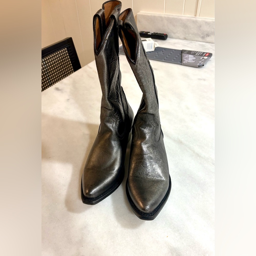 Frye Gunmetal Leather Boots - Picture 3 of 6